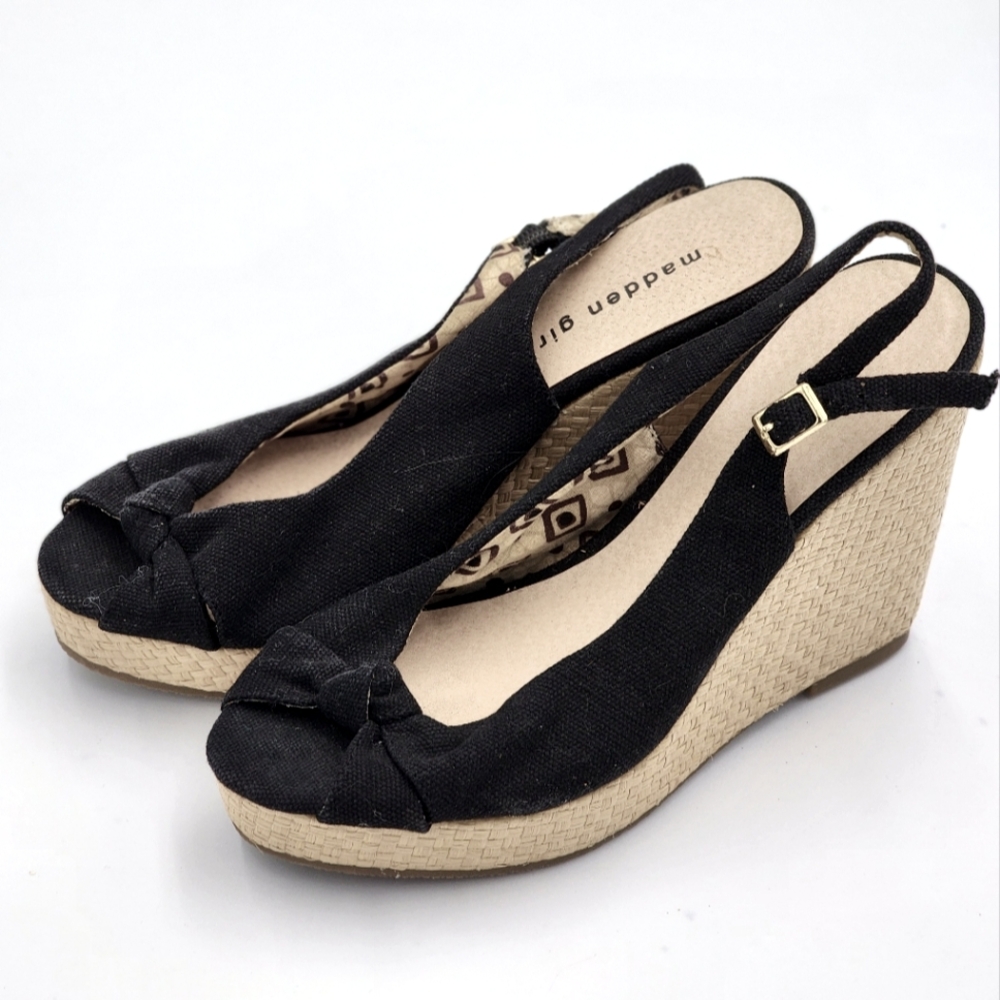 Madden Girl Black Wedge Shoes 7.5 M